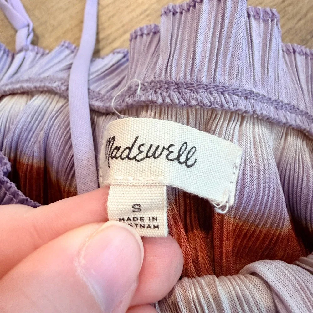MADEWELL Pleated Cami Top Ombre Purple Coral Rust Tank‎ Spaghetti Strap Size S